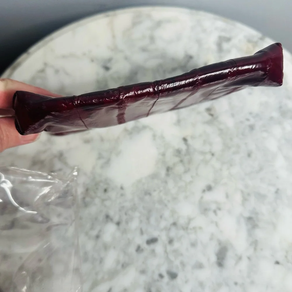 Vintage Eel Skin Zip Pouch or Clutch in Wine